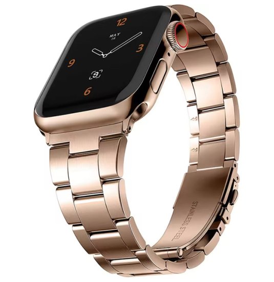 (image for) Rose Gold Apple Luxury Stainless Band No Tool Needed 38mm 40mm 41mm - Click Image to Close