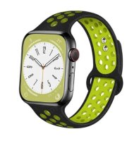 (image for) Black & Light Gray Apple Silicone Sport Bands 38mm 40mm 41mm Breathable Replacement Strap