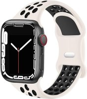 (image for) White & Black Apple Silicone Sport Bands 38mm 40mm 41mm Breathable Replacement Strap Small