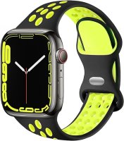 (image for) Black & Yellow Apple Silicone Sport Bands 38mm 40mm 41mm Breathable Replacement Strap