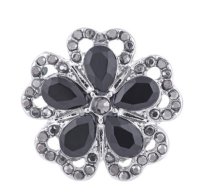 (image for) Snap Jewelry Large CZ -Five Petals Black Flower