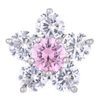 (image for) Snap Jewelry Large CZ - 5 Petal Flower Pink & Clear