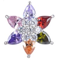 (image for) Snap Jewelry Large CZ - 3D Flower Multi-color & Clear