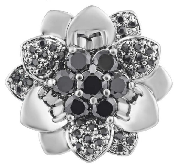 (image for) Snap Jewelry Large CZ - 3D Flower Black - Click Image to Close