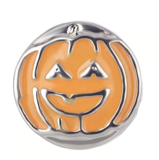 (image for) Mini Snap Jewelry Enamel Halloween Jack O Lantern fits 12mm Fits Ginger Charms - Click Image to Close