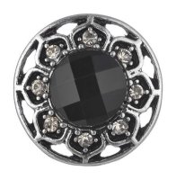 (image for) Snap Jewelry 18-20mm Rhinestone Faceted Flower Black