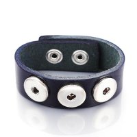 (image for) Snap Jewelry Bracelet Wide Leather Dark Blue