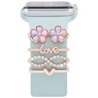 (image for) Love of Pearl Flower Watch Band Charm Set Rose Gold Tone Compatible with all Apple Watch Series