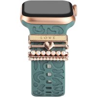 (image for) Love of Pearl Heart Watch Band Charm Set Rose Gold Tone Compatible with all Apple Watch Series