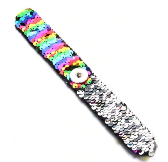 (image for) All Ages Snap Jewelry Rainbow Sequin Reversible Slap-on Bracelet - Click Image to Close