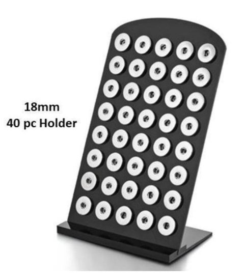 (image for) Snap Jewelry Display Stand Black Acrylic Holders 40pc 18-20mm - Click Image to Close