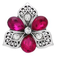 (image for) Snap Jewelry Rhinestone - Flower 3 Stone Petals Fuchsia Pink