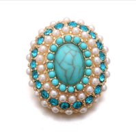 (image for) Snap Jewelry Gemstone - Turquoise Pearl & Topaz Oval