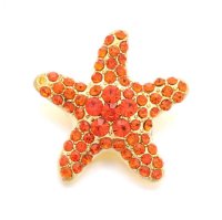 (image for) Snap Jewelry Rhinestone Starfish - Coral Orange Gold Tone Base