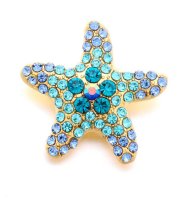 (image for) Snap Jewelry Rhinestone Starfish - Shades of Blue Gold Tone Base