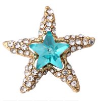 (image for) Snap Jewelry Rhinestone - Gold-tone Starfish Clear & Blue