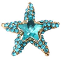 (image for) Snap Jewelry Rhinestone - Gold-tone Starfish Teal & Blue